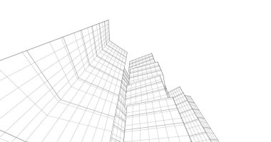 Arkaplanda mimari bina 3d illüstrasyon