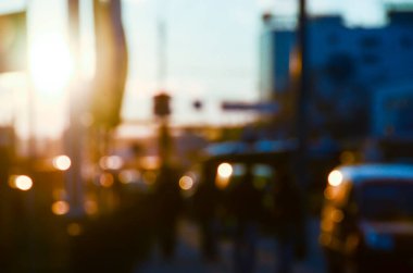 Bulanık soyut ışıklar gece şehrin arka planı