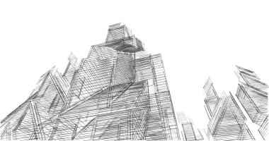 Mimari sanat konseptinde soyut çizgiler, minimum geometrik şekiller. 