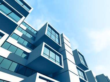 Arkaplanda mimari bina 3d illüstrasyon