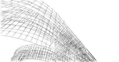 Mimari sanat konseptinde soyut çizgiler, minimum geometrik şekiller. 