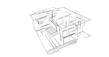 Mimari sanat konseptinde soyut çizgiler, minimum geometrik şekiller. 