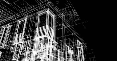 Mimari sanat konseptinde soyut çizgiler, minimum geometrik şekiller. 