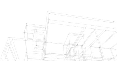 Arkaplanda mimari bina 3d illüstrasyon