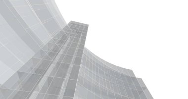 Arkaplanda mimari bina 3d illüstrasyon