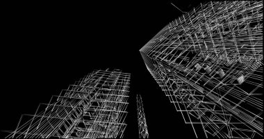 Mimari sanat konseptinde soyut çizgiler, minimum geometrik şekiller. 