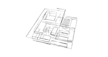 Mimari sanat konseptinde soyut çizgiler, minimum geometrik şekiller. 