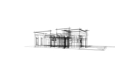 Mimari sanat konseptinde soyut çizgiler, minimum geometrik şekiller. 