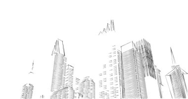 Arkaplanda mimari bina 3d illüstrasyon