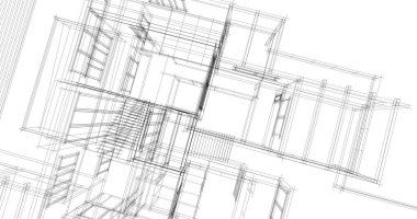 Mimari sanat konseptinde soyut çizgiler, minimum geometrik şekiller. 