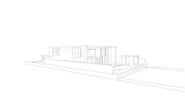 Mimari sanat konseptinde soyut çizgiler, minimum geometrik şekiller. 