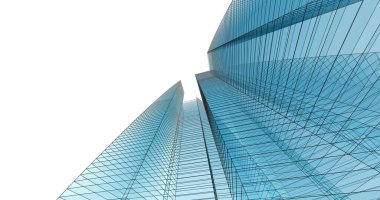 Arkaplanda mimari bina 3d illüstrasyon