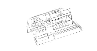 Mimari sanat konseptinde soyut çizgiler, minimum geometrik şekiller. 