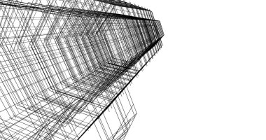 Arkaplanda mimari bina 3d illüstrasyon