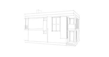 Arkaplanda mimari bina 3d illüstrasyon