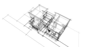 Mimari sanat konseptinde soyut çizgiler, minimum geometrik şekiller. 