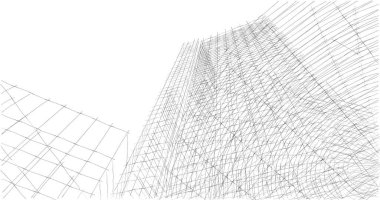 Mimari sanat konseptinde soyut çizgiler, minimum geometrik şekiller. 