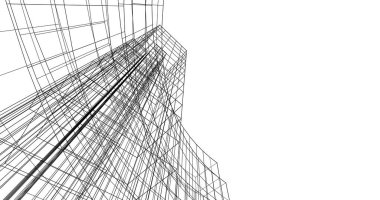 Mimari sanat konseptinde soyut çizgiler, minimum geometrik şekiller. 