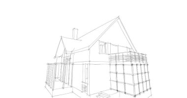 Mimari sanat konseptinde soyut çizgiler, minimum geometrik şekiller. 