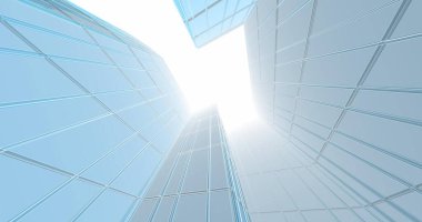 Arkaplanda mimari bina 3d illüstrasyon