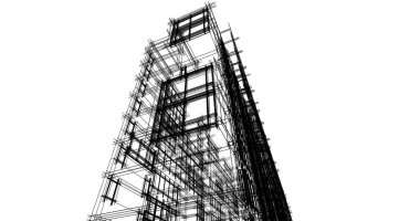 Mimari sanat konseptinde soyut çizgiler, minimum geometrik şekiller. 