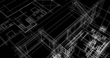 Mimari sanat konseptinde soyut çizgiler, minimum geometrik şekiller. 