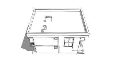 Arkaplanda mimari bina 3d illüstrasyon