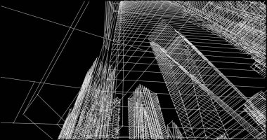 Mimari sanat konseptinde soyut çizgiler, minimum geometrik şekiller. 