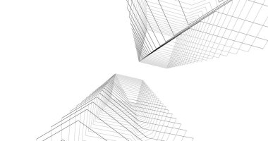 Mimari sanat konseptinde soyut çizgiler, minimum geometrik şekiller. 