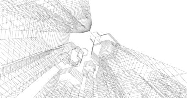 Arkaplanda mimari bina 3d illüstrasyon