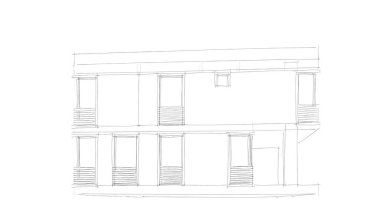 Arkaplanda mimari bina 3d illüstrasyon