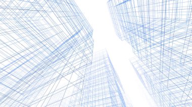 Mimari sanat konseptinde soyut çizgiler, minimum geometrik şekiller. 