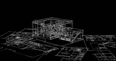 Mimari sanat konseptinde soyut çizgiler, minimum geometrik şekiller. 