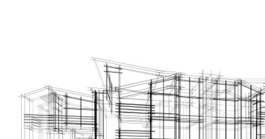 Mimari sanat konseptinde soyut çizgiler, minimum geometrik şekiller. 