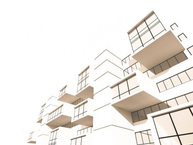 Arkaplanda mimari bina 3d illüstrasyon