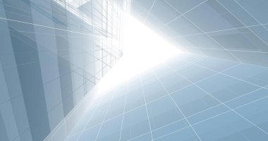 Arkaplanda mimari bina 3d illüstrasyon