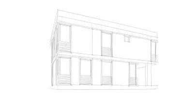 Arkaplanda mimari bina 3d illüstrasyon