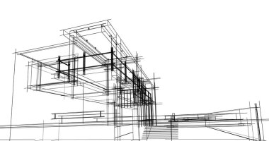 Arkaplanda mimari bina 3d illüstrasyon