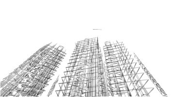 Mimari sanat konseptinde soyut çizgiler, minimum geometrik şekiller. 