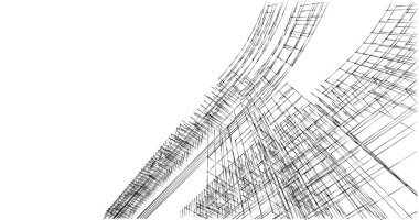 Mimari sanat konseptinde soyut çizgiler, minimum geometrik şekiller. 