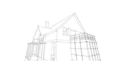 Mimari sanat konseptinde soyut çizgiler, minimum geometrik şekiller. 