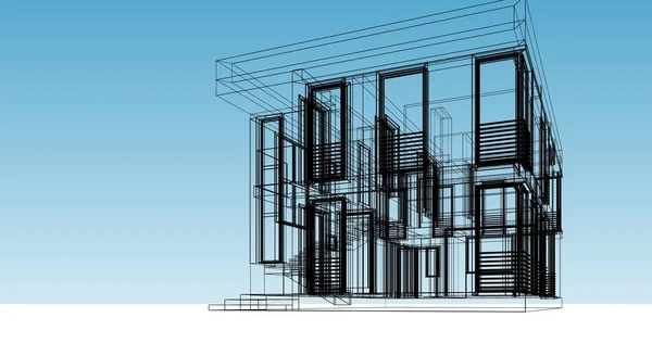 Líneas Abstractas Dibujo Concepto Arte Arquitectónico Formas Geométricas Mínimas —  Fotos de Stock