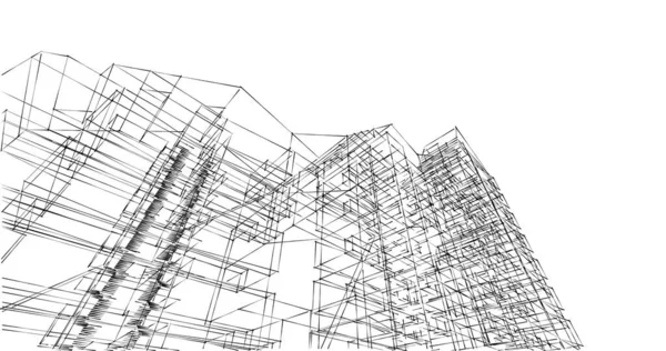 Arkaplanda mimari bina 3d illüstrasyon,