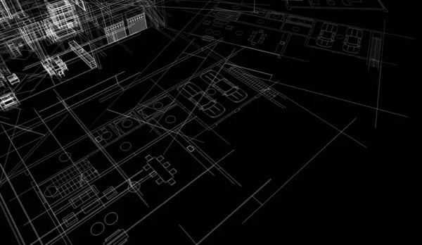 Líneas Abstractas Dibujo Concepto Arte Arquitectónico Formas Geométricas Mínimas — Foto de Stock