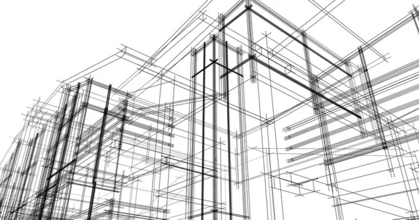 Abstrakcyjne Linie Rysunku Koncepcji Sztuki Architektonicznej Minimalne Kształty Geometryczne — Zdjęcie stockowe