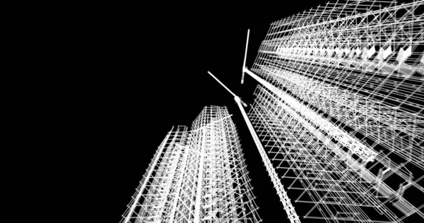 Mimari sanat konseptinde soyut çizgiler, minimum geometrik şekiller. 