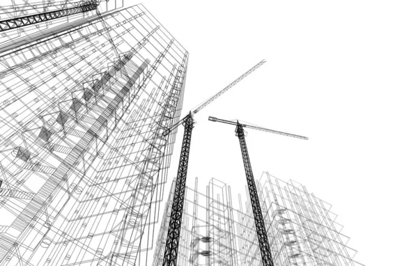 Mimari sanat konseptinde soyut çizgiler, minimum geometrik şekiller. 