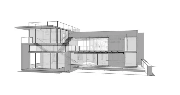 Minimalny Projekt Geometryczny Budynków Architektonicznych — Zdjęcie stockowe