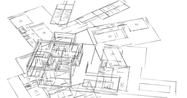 Mimari Sanat Konseptinde Soyut Çizgiler Minimum Geometrik Şekiller — Stok fotoğraf