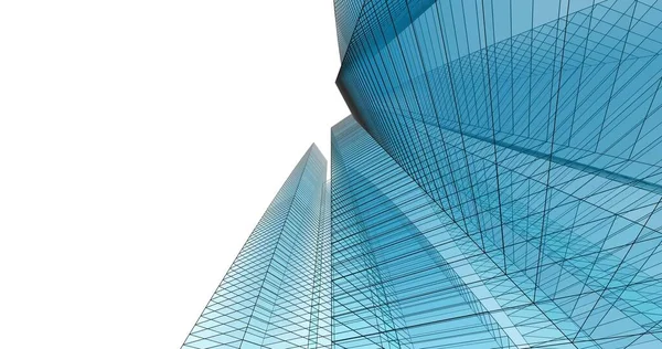 Arkaplanda mimari bina 3d illüstrasyon